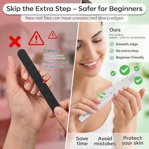 Makartt 100/180 Grit Nail Files, 10PCS Zebra Emery Boards for Nails | Dual-Sided 100 Grit Shapes Acrylic & Gel, 180 Grit Smooths Natural Nails, Pre-Buffed Safe Edge Filers for Home DIY Salon Use thumbnail 5