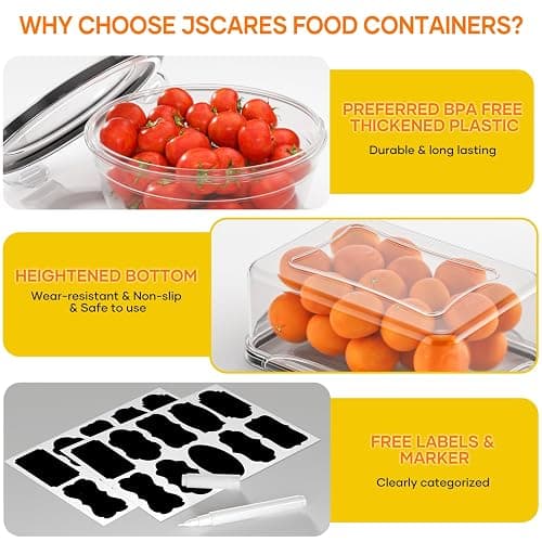 52 PCS Food Storage Containers with Lids Airtight (26 Lids & 26 Containers)- Reusable Plastic Leakproof Meal-Prep Container for Kitchen Storage Organization Microwave/Dishwasher Safe with Labels & Pen thumbnail 4