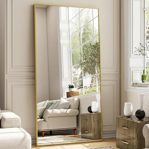 Easly 26"x71" Full Length Mirror, Adjustable Standing/Wall Mounted Floor Mirror for Bedroom, Living Room, Entryway, Large Gold Leaning Mirror with Shatterproof Glass - Image 1