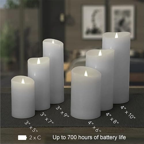 Softflame Flameless LED Candles with Remote Control, 4"x 6.25"Flickering 3D Moving Flame Battery Operated Candles in Real Wax Shell for Indoor Use, Home Decor White thumbnail 9