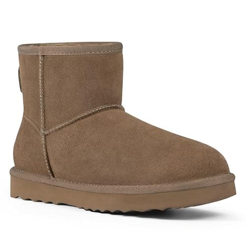 KIDMI Women's Classic Genuine Suede Mini Boots Fuzzy Snow Booties with Fur Lined - Image 1
