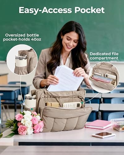 BAGSMART Tote Bag for Women, Teacher Tote with Insulated Compartment, Large Puffer Work Tote Handbags for Work thumbnail 4