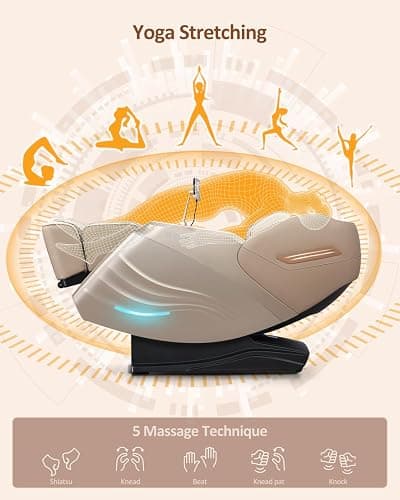 RELX 2025 Massage Chair Full Body, 15 Modes Zero Gravity SL-Track Shiatsu Massage Chair Built-in Heat System, Airbag Massage with Body Scan, Deep Yoga Stretch, Calfrest Extension and AI Control(Cream) thumbnail 5