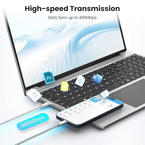 KYEHD USB C Cable，3 Pack 10FT 60W Fast Charging USB C to USB C Cable, Durable Type C Charger Cable for iPhone 17/16/15/iPad MacBook CarPlay and More-Grey White thumbnail 6