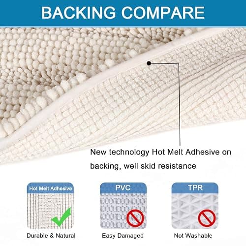 Bathroom Rugs Bath Rug Set 2 Piece Bathroom Contour Rug Toilet Mat Sets Non Slip Contour Bath Rug Set Ultra Thick Water Absorbent Striped Bath Mats Washable(47" x 17" Plus 20" x 20" U, Black) - 20" x 32" Plus 17" x 24" Stone Blue thumbnail 4