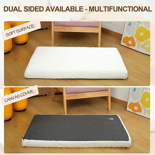 EMPSIGN Dog Bed Crate Pad for Small Dogs, Deluxe Fluffy Plush Machine Washable Dog Mat, Crate Pet Beds with Removable Cover, Dog Sleeping Mat Cushion Bed, 41"x 28"x3", White thumbnail 4