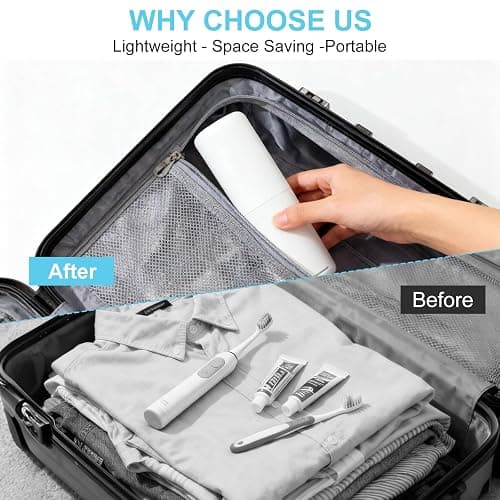 Travel Toothbrush and Toothpaste Case,Portable Tooth Brush Holder,Large White Toothbrush Container with Mouthwash Cup,2 in 1 Toothbrush Organizer for Traveling,Camping,School,Home thumbnail 2