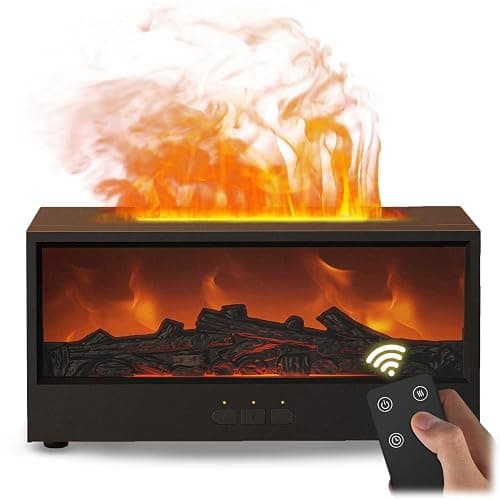 Omnexa Fireplace Flame Diffuser Air Humidifier, Essential Oil Diffuser with 7 Colors Light & Timer, Auto-Off Ultrasonic Cool Mist Aroma Humidifier for Home, Bedroom, Office, Yoga(Black) thumbnail 2