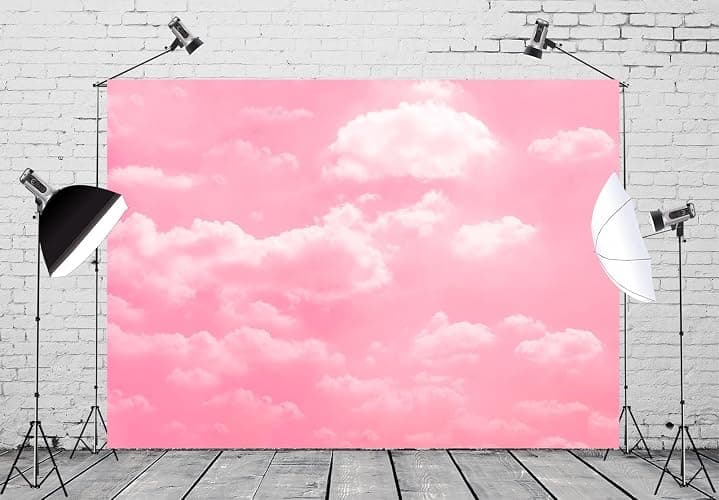 BELECO 7x5ft Fabric Pink Sky White Clouds Backdrop Clear Cloudy Sky Pink Background for Newborn Kids Girl Birthday Baby Shower Party Decorations Banner Photo Studio Shoot Props thumbnail 4