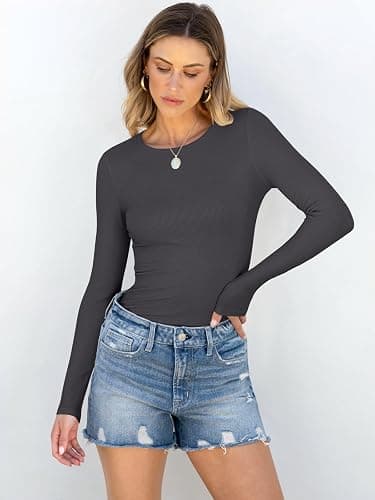 ANRABESS Women Long Sleeve Shirts Rib Knit Slim Fit Tops Basic Tee 2025 Fall Outfits Casual T-Shirt Underscrubs Layer Clothes thumbnail 2