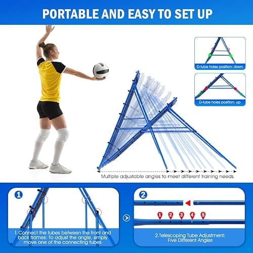 Volleyball Lacrosse Rebound Net Pro, WINTHAI Lacrosse Rebounder for Backyard, 7x4FT/6x4FT/4x4FT Bounce Back Net with Target Strike Zone, Easy Quick Setup, Volleyball Baseball Softball Soccer Training thumbnail 2