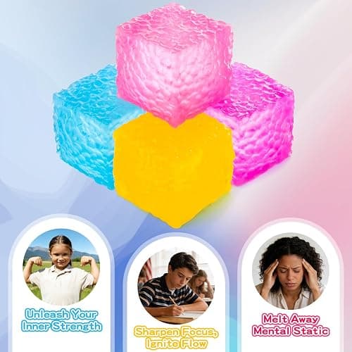 Stress Cubes, Squishy Stress Novelty Water Cube for Kids Adults, Squishy Slow Rising Fidget Cube Sensory Toys for Anxiety Stress Relief, Unique Desk Ice Squeeze Stress Ball Cubes.(Blue) thumbnail 4