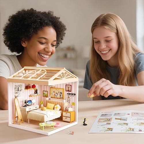 BeepZipp Cozy Bedroom DIY Miniature House Kit for Adults, 3D Dollhouse with LED Light & Dustproof Door, Stackable Connectable Display Case, Creative Gift for Home Decor Lovers Teens Women thumbnail 2