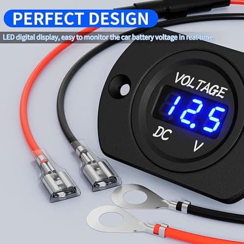 DaierTek Battery Voltage Meter Waterproof DC 12V 24V LED Voltmeter Panel 12 Volt 24 Volt 36 Volt Battery Monitor with Blue Light Round Digital Voltage Display for Marine Boat Car Automotive Motorcycle thumbnail 3