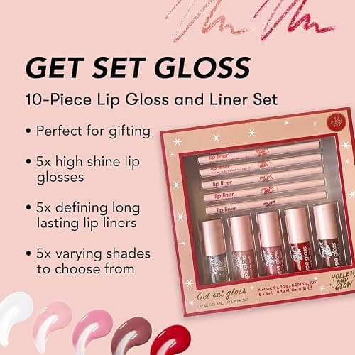 Holler & Glow 10-Piece Lip Set: 5 Lip Liners & 5 Color Matched Lip Glosses for High-Shine, Long-Lasting Pout Perfection thumbnail 3