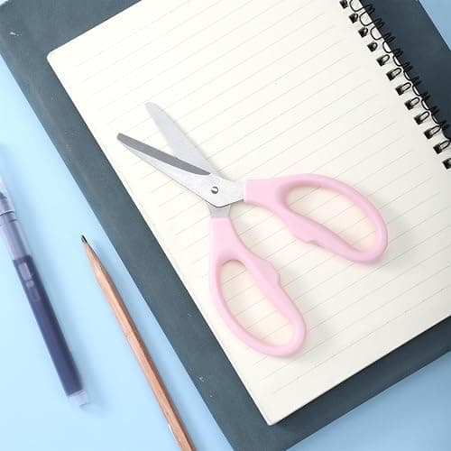 Small Pink Scissors, 5" Stainless Steel Blade with Acrylic Handle All Purpose Scissors Stationery Paper Cutting Tool for Office, Home (Pink) thumbnail 6
