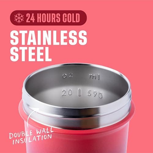 BlenderBottle Sport Sleek Insulated Stainless Steel Shaker Bottle with Wire Whisk, 25-Ounce, Sangria Ombre – Protein Shakes & Hydration for Athletes & Fitness Enthusiasts, Easy Mixing, Slim Easy to Hold, Keeps Drinks Cold, Lockable Lid thumbnail 3