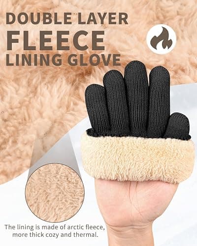ARFNKIM Thermal Winter Gloves-Fleece Lining Touch Screen Knit Stretchy Warm Gloves for Running Cycling Riding- Men Women thumbnail 2