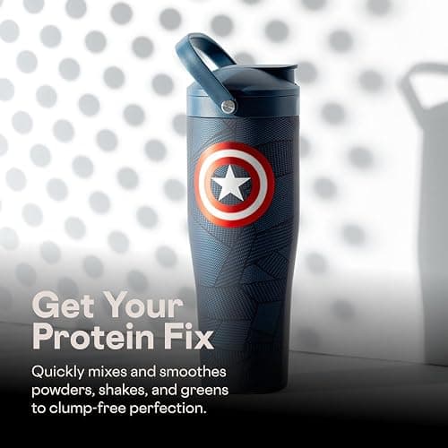 Corkcicle Protein Shaker - Built-In Agitator & Fruit Strainer Lid - 30oz - Captain America thumbnail 7