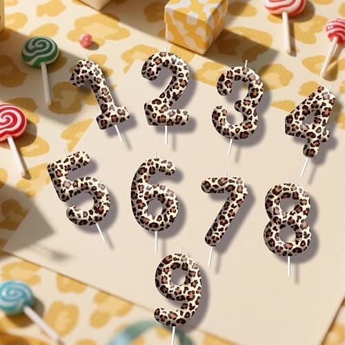 Leopard Birthday Candles, Number 8 Candle Birthday Cake Decoration for Boys Girls, Cake Topper for Cheetah Print Theme Party Supplies (Number 8) thumbnail 3