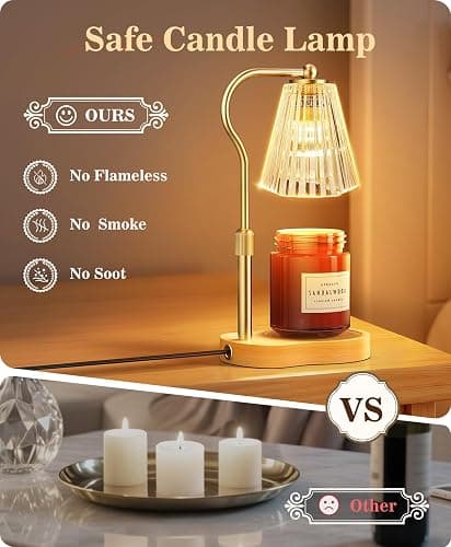 Candle Warmer Lamp, Wax Melt Warmer with 2 Bulbs for Scented Jar Candles, with Timer Dimmer Adjustable Height, Home Decor Gift for Girl Friend Mom Sister Women, No Flame No Smoke Warming Light, Amber thumbnail 3