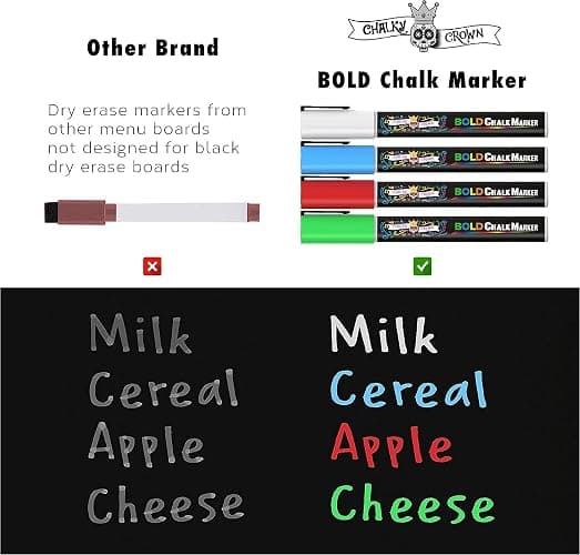 Chalky Crown - Meal Planner Board - Magnetic Dry Erase Menu Board for Fridge Includes 4 Liquid Chalk Markers - Weekly Meal Planner - Blackboard, Grocery List for Kitchen Refrigerator - Black thumbnail 4