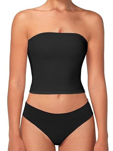Sunzel Women’s Strapless Sexy Tube Top Double Lined Sleeveless Crop Top Summer Basic Bandeau Tops for Layering or Going Out - Image 1