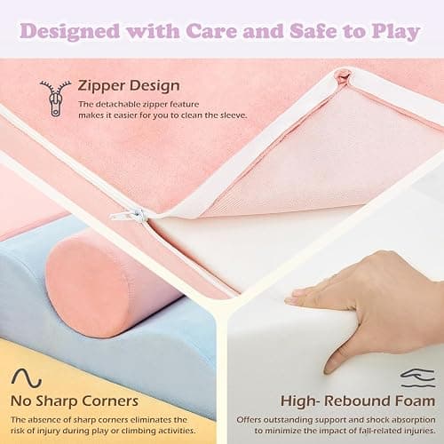 QUCHI Climbing Toys for Toddlers, Toddler Climbing Toys Indoor, 7-Piece Soft Foam Climbing Blocks Set, Toddler Playtime Corner Climber Indoor Foam Play Gym for Climbing Crawling and Sliding thumbnail 6