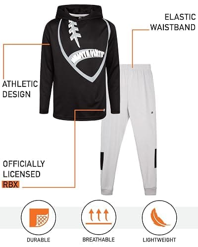 RBX Boys Tracksuit Set - 4 Piece Pullover Thermal Boys Hoodie Sweatshirt and Tricot Jogger Sweatpants Outfit (Sizes 8-12) thumbnail 2