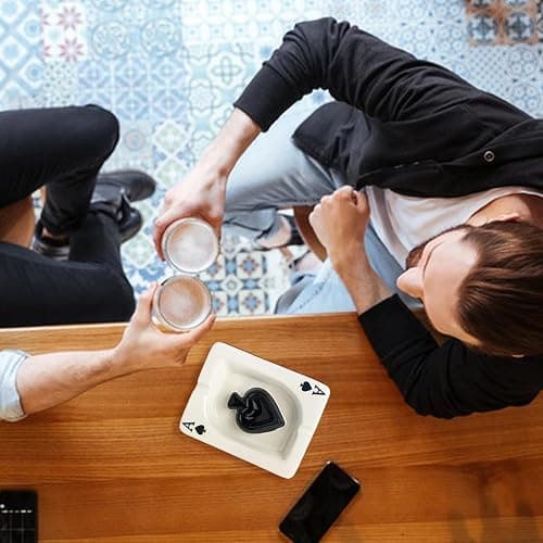 Ashtray, Decorative Ceramic Poker Ash Tray for Cigarettes and Cigar Smokers, Cute and Funny Handmade Decoration for Home Decor, Tabletop Fantasy Gift for Indoor Outdoor Home Patio Use(Ace of Spades) thumbnail 2