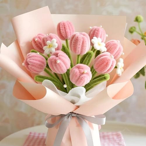 900 pcs Pipe Cleaners Craft, 4 Assorted Colors Pipe Cleaners Bulk, for DIY Tulip or Lily Basket Kit with Floral Wires, Gardening Tape, Pearls thumbnail 6