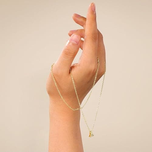 Turandoss Layered Cursive Initial Necklace for Women, 14K Gold Plated A–Z Letter Pendant Jewelry, 15"+2.5" CZ Choker & 17"+2.5" Alphabet Necklace, Dainty Personalized Gift for Her thumbnail 5