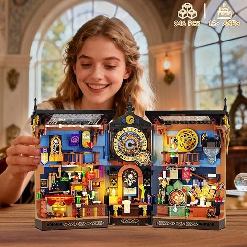 INSOON Magic Astrology Book Nook Building Set with Lights, 946 PCS DIY Booknook Building Block Model Kit for Home Bookshelf Decor, Miniature House Building Brick for Adults Teens Boys Girls Ages 10+ thumbnail 7