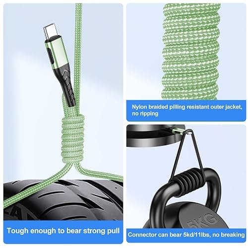 Durcord USB C Cable, Upgarded 2Pack 10ft Fast USB Type C Charging Cable for Android/Phone/Pad/Laptop, Type C Charger Braided USB Cable Compatible withi Phone 16/15/Pro/Plus/Max/Sam.Sung-Green thumbnail 5
