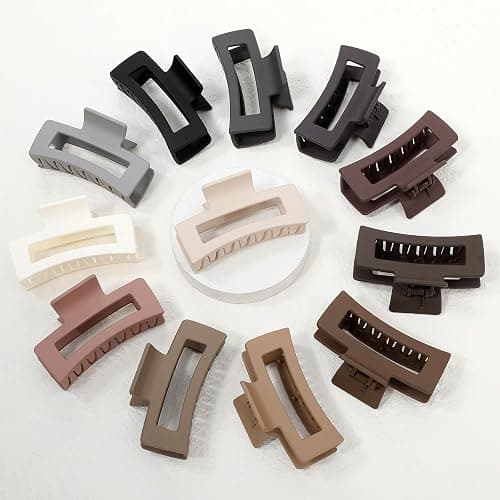 Sisiaipu 3.5 Inch Medium Hair Claw Clips 12 Pcs Square Claw for Thick and Thin Hair Rectangular Rectangle Hair Clips Jaw Clips Bulk Hair Accessories for women and Girls (Regular) thumbnail 5