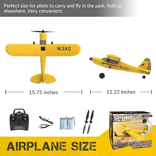 volantexrc RC Plane Trainer Sport Cub 3CH Remote Control Airplane with Prop Saver, 6-Axis Gyro Stabilizer & 3 Modes to Fly, Radio Controlled Aircraft RTF for Beginners and Adults (400mm,Yellow) thumbnail 8