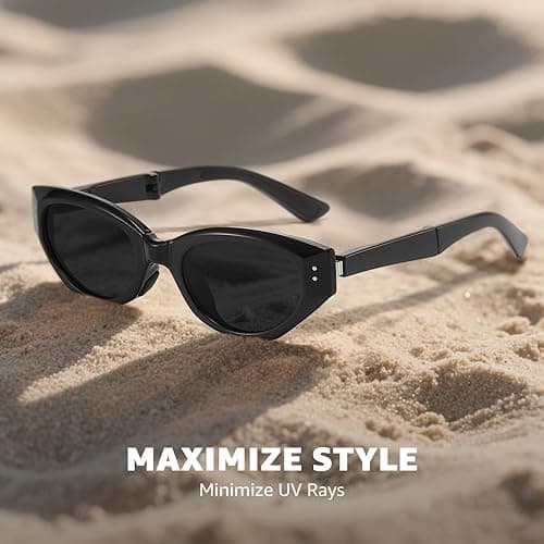 HASFOX Cat Eye Folding Sunglasses for Women Men, Trendy Stylish Polarized UV Protection Foldable Sun Glasses with Case - Cat Eye - Grey thumbnail 3
