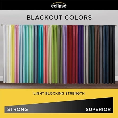 ECLIPSE Kendall Modern Blackout Thermal Rod Pocket Window Curtain for Bedroom or Living Room (1 Panel), 42" x 63", Black thumbnail 4