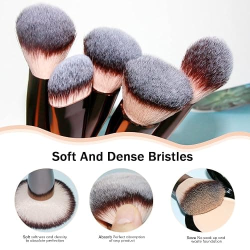 Makeup Brushes, Daubigny 16Pcs Complete Premium Synthetic Makeup Brush Set with Professional Foundation Brushes Powder Concealers Eye shadows Blush Makeup Brush for Perfect Makeup (Champagne Gold) thumbnail 5