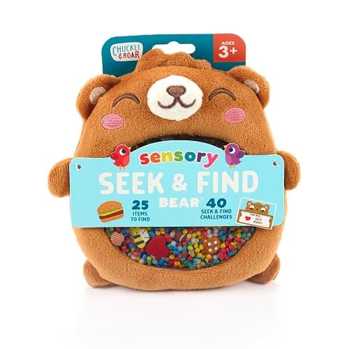 Chuckle & Roar Sensory Seek & Find Scavenger Hunt Bear – Plush Travel Toy with Hidden Objects, 40 No-Reading Challenge Cards, Sensory Activity for Focus & Calm, Toddler Gift Ages 3+ - Image 1