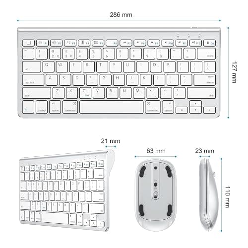 OMOTON Bluetooth Keyboard and Mouse Set Compatible with all iPad Series. With Foldable Bracket, Light and Easy to Carry, Suitable for Business Travel/Home/Office, Silver thumbnail 4