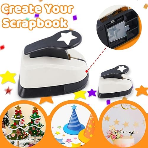 Star Hole Punch, Star Punch, Star Paper Punch, Star Hole Puncher, Star Puncher for Crafts, Star Lever Punch, 1 inch Craft Punch, 5/8 inch Hole Punch Shape, 3/8 inch Paper Punch for Crafting thumbnail 4