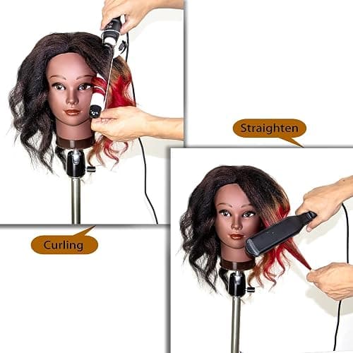 MILLYSHINE Mannequin Head With Human Hair,16",Braiding Styling Doll Head,Beauty School Manikin Head,Curling Dyeing Hairdresser Practice Training Head thumbnail 4