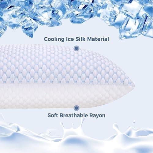OSBED Shredded Memory Foam Pillows King Size, Cooling Bed Pillows for Side, Back, Stomach Sleepers, Adjustable Loft, Hot Sleepers (20"x36") - King (Pack of 2) thumbnail 2