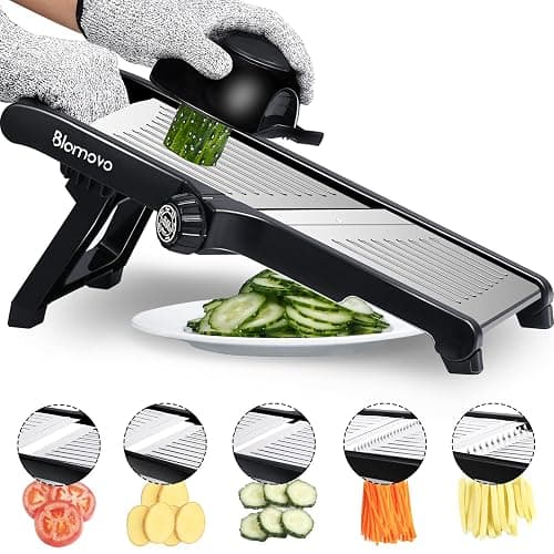 Blamovo Mandoline Slicer for Kitchen, Vegetable Mandolin Slicer with Adjustable Thickness by One-Knob Control, Veggie Fruit Potato Slicer Julienne, with Safety Gloves - Image 1