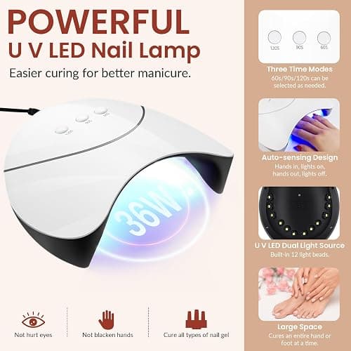 VANREESA Gel Nail Kit, 24 Colours Gel Nail Polish Set with Lamp Starter Kit Brown Red Dark Gels Polish Set with Manicure Tools DIY at Home Gifts for Women thumbnail 4