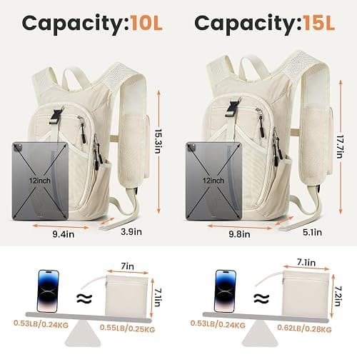 TUIKEN Small Hiking Backpack 15L-Lightweight Packable Foldable Backpack for Travel Camping Outdoor Commute, Compact Rucksack for Women Men(Beige) thumbnail 5