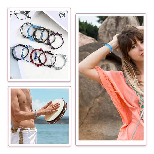 Prasacco 10 Pcs Nautical Braided Rope Bracelet Assorted Colors Braided Rope Bracelet Set Handmade Navy Cord Bracelet Adjustable Wave String Bracelets Friendship Bracelets for Men Women thumbnail 5