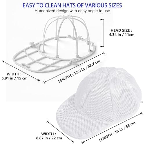 Hat Washer Cage Hat Cleaner for Baseball Caps Fit for Adults and Kids Hats, White thumbnail 2