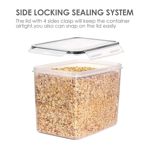 Vtopmart Food Storage Containers 3.3 quart / 3.6L, 4 Pieces BPA Free Plastic Airtight Canister for Flour, Sugar, Baking Supplies, with 4 Measuring Cups and 24 Labels,Black thumbnail 4